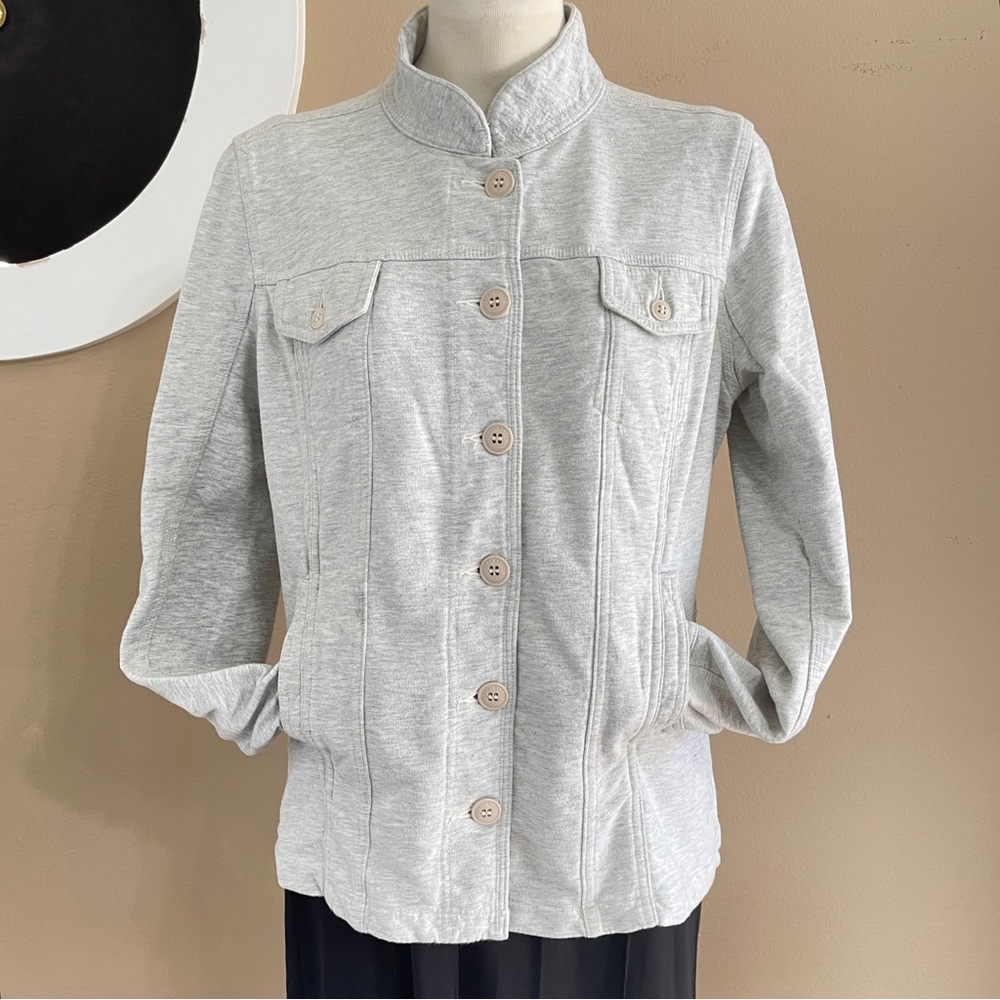Lucky Brand Light Gray Cotton Utility Shacket Jacket Size Large –4 Pocket Button